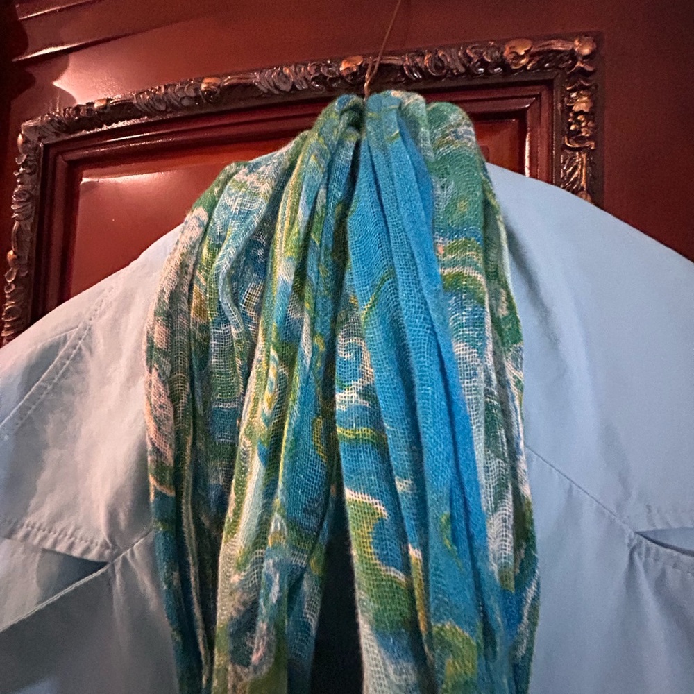 Robin’s Egg blue brushed cotton Spring coat with bonus scarf
